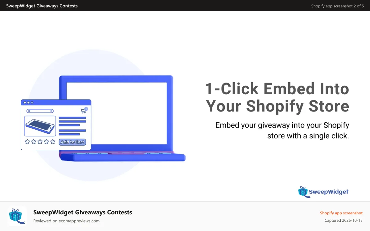 SweepWidget Giveaways Contests Shopify app screenshot: SweepWidget Entry Methods