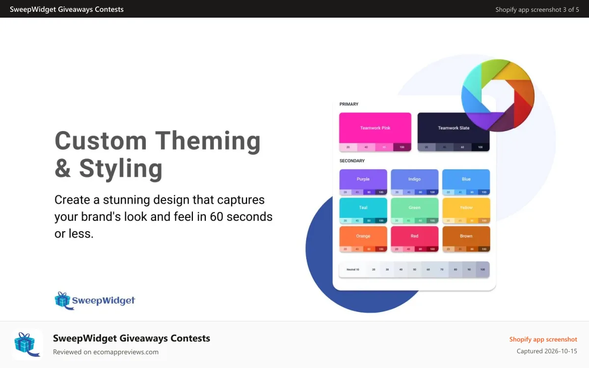 SweepWidget Giveaways Contests Shopify app screenshot: SweepWidget Custom Styling