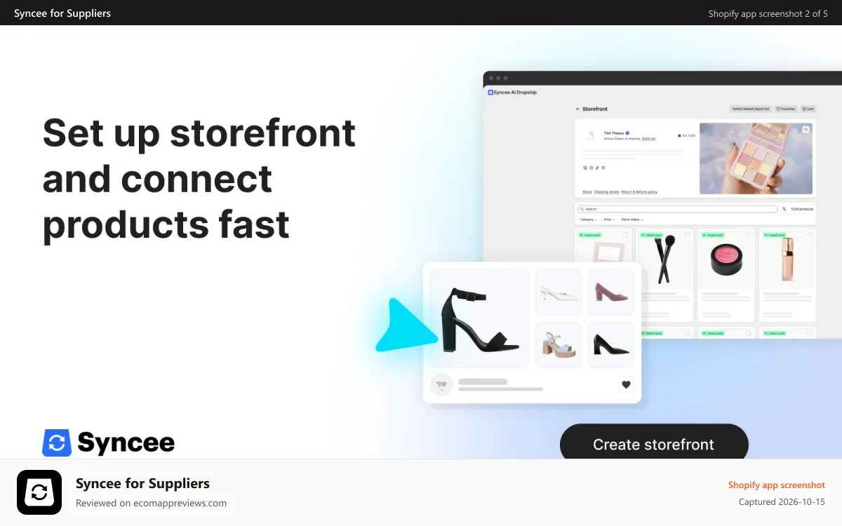 Syncee for Suppliers Shopify app screenshot: Quick & easy onboarding