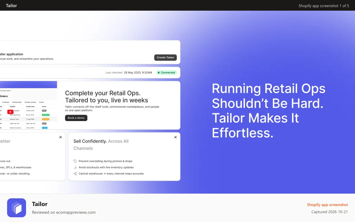 Tailor Shopify app screenshot: Retail Ops with Tailor