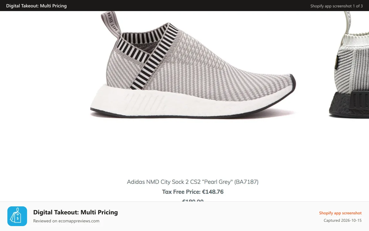 Digital Takeout: Multi Pricing Shopify app screenshot: Easily set an extra price.
