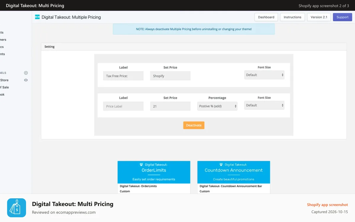 Digital Takeout: Multi Pricing Shopify app screenshot: Flexible setup options.