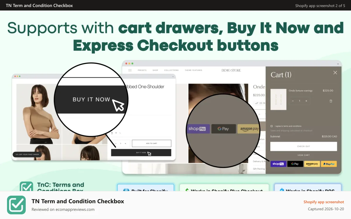 TN Term and Condition Checkbox Shopify app screenshot: A store ajax cart page with the Terms and Conditions Checkbox