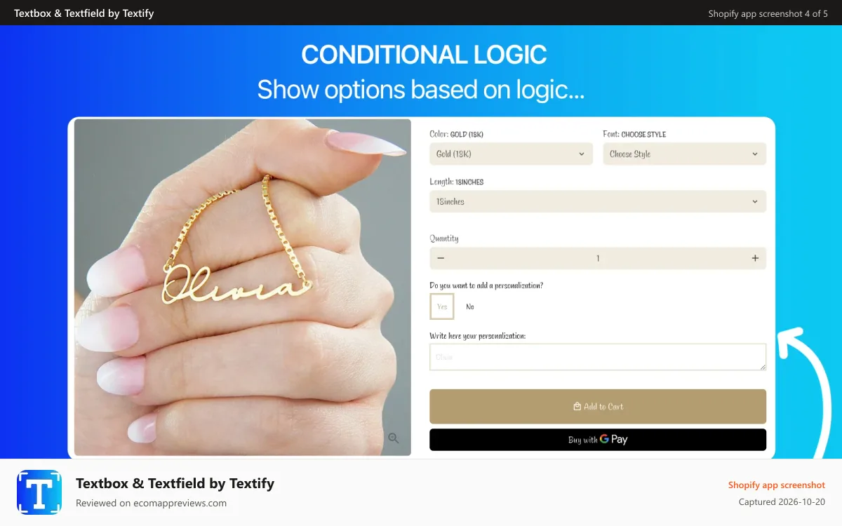 Textbox & Textfield by Textify Shopify app screenshot: Textfield settings - setup your textfield