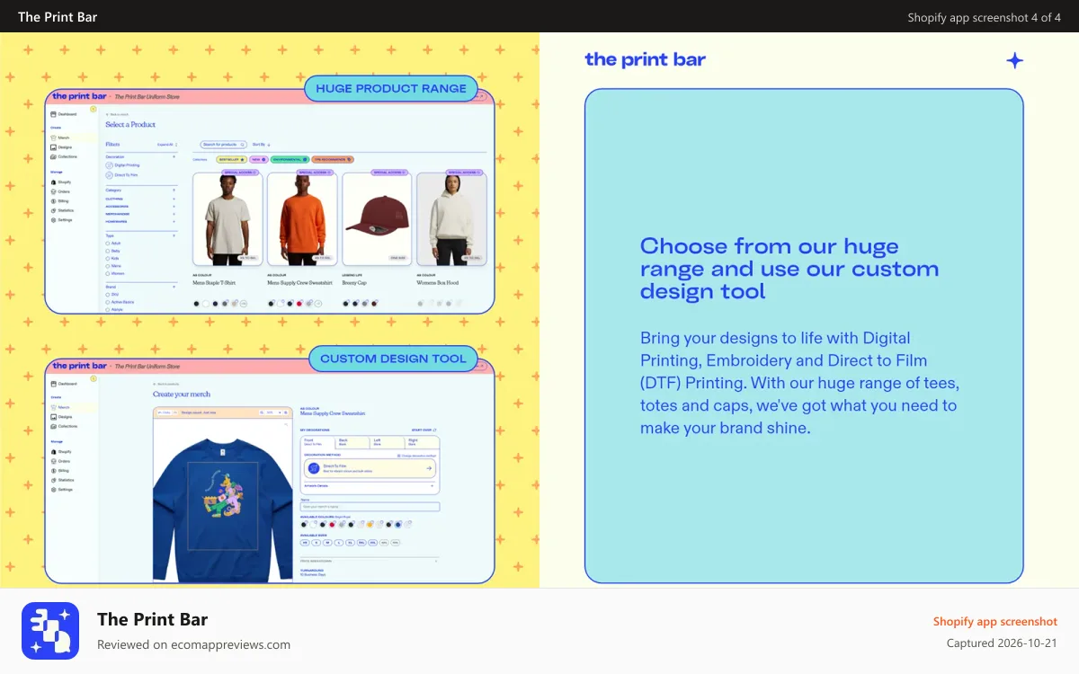 The Print Bar Shopify app screenshot: Choose from our huge range
