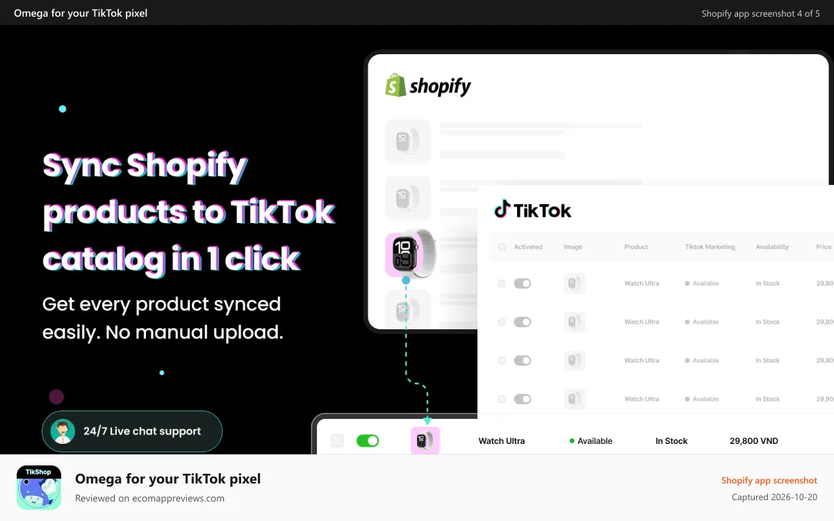 Omega for your TikTok pixel Shopify app screenshot: tiktok-catalog-automated-sync-to-get-ahead-with-collection-ads