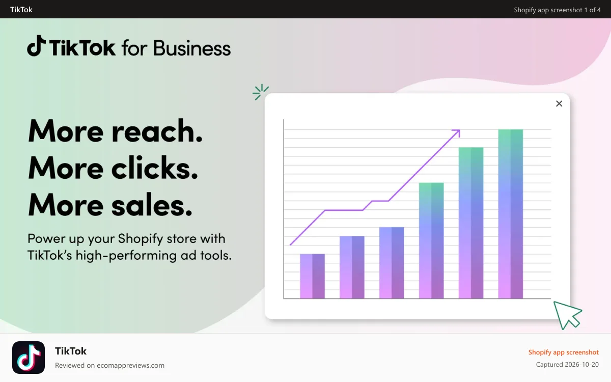 TikTok Shopify app screenshot: Discover more reach on TikTok