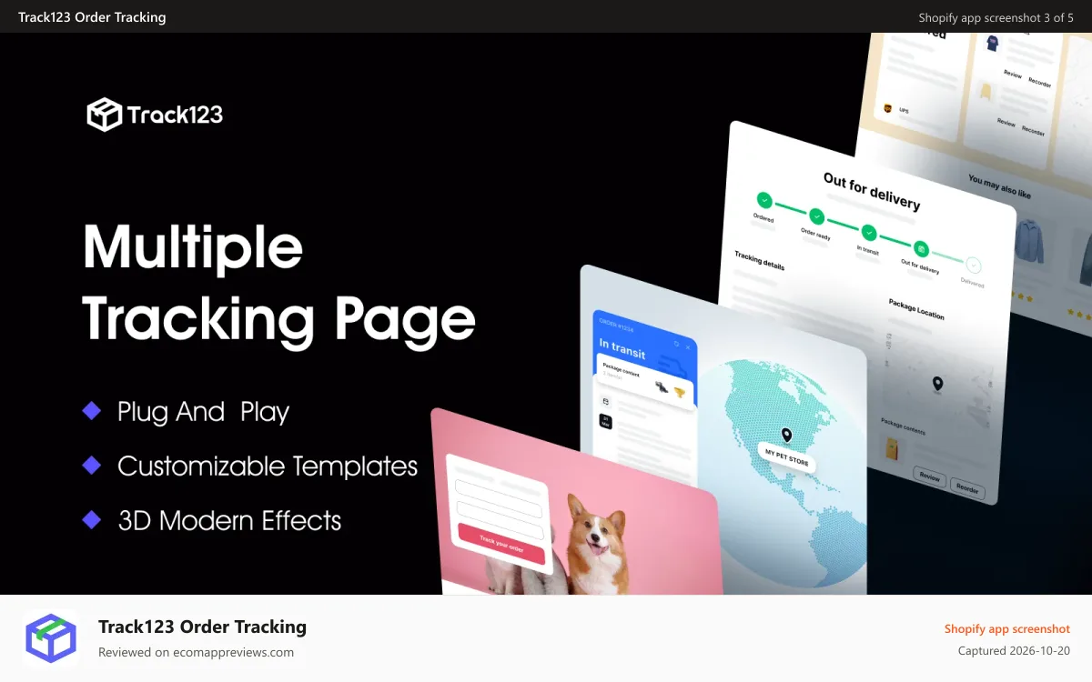 Track123 Order Tracking Shopify app screenshot: Multiple tracking page