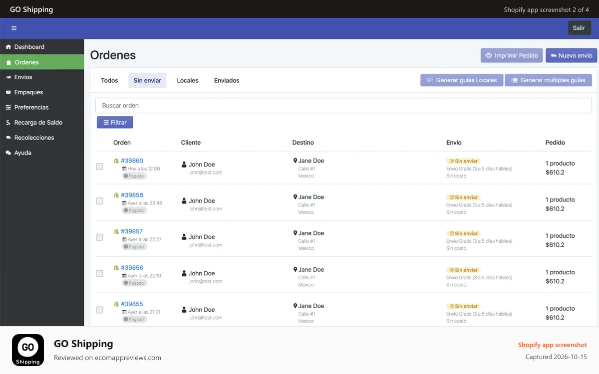 GO Shipping Shopify app screenshot: Integrate your online store
