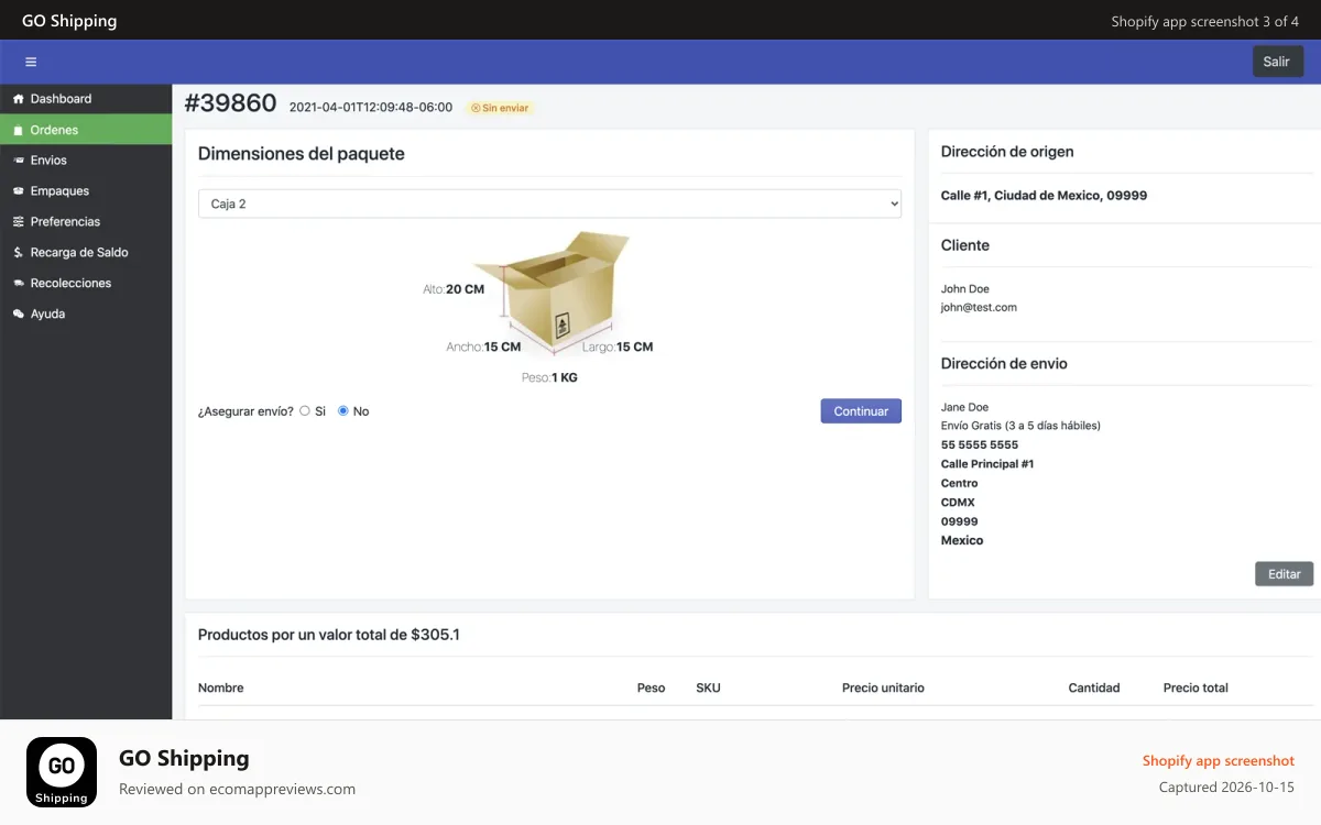 GO Shipping Shopify app screenshot: Personalize your shipments