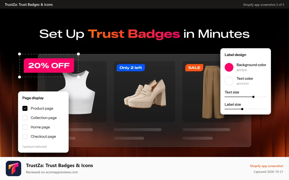 TrustZa: Trust Badges & Icons Shopify app screenshot: Show trust badges on product pages to build shopper confidence