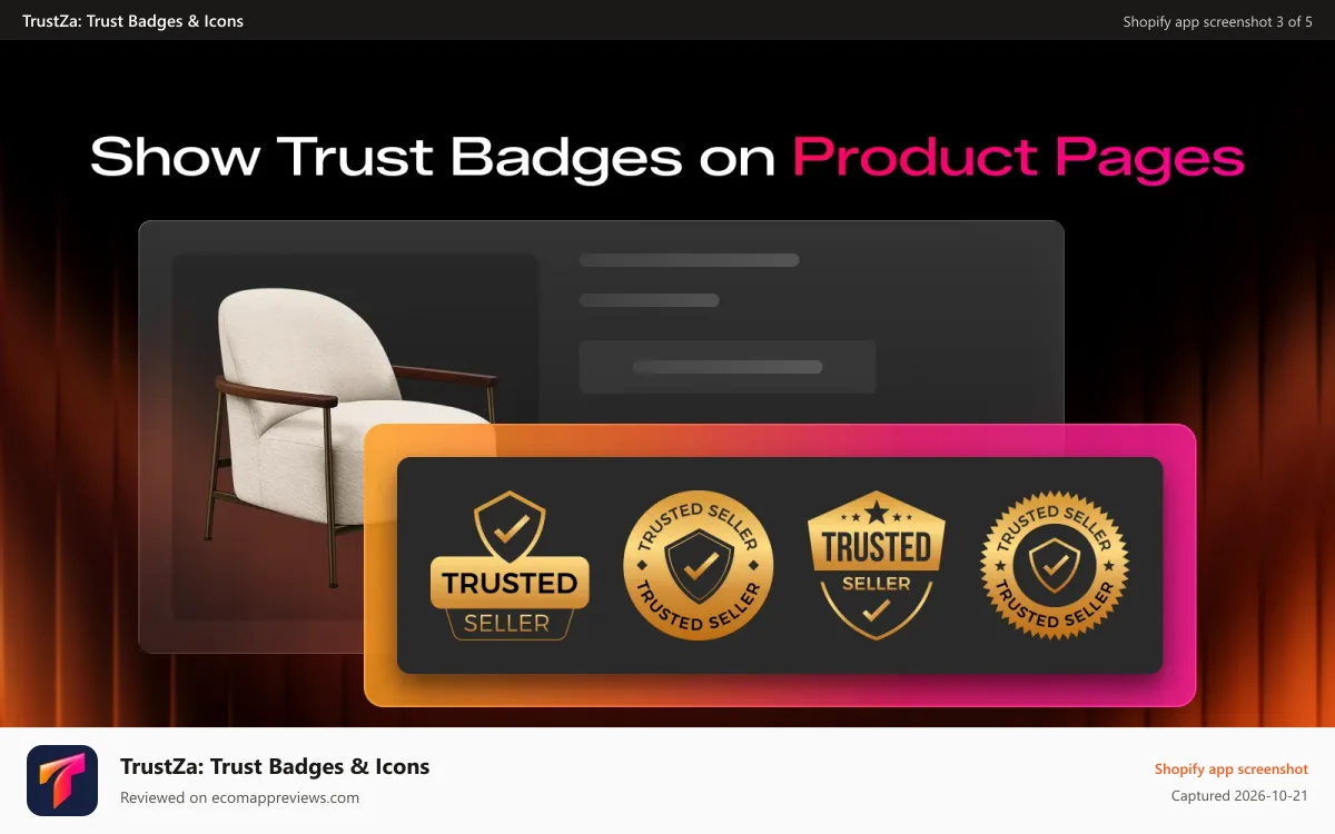 TrustZa: Trust Badges & Icons Shopify app screenshot: Show payment icons for accepted payments across your storefront