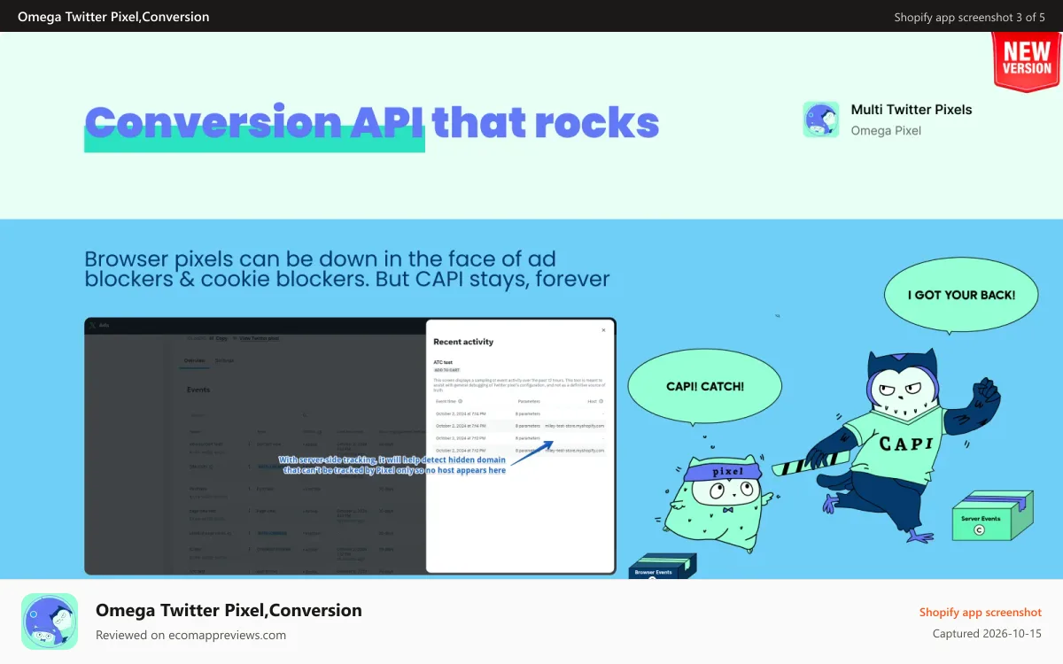 Omega Twitter Pixel,Conversion Shopify app screenshot: twitter x conversion api that rocks