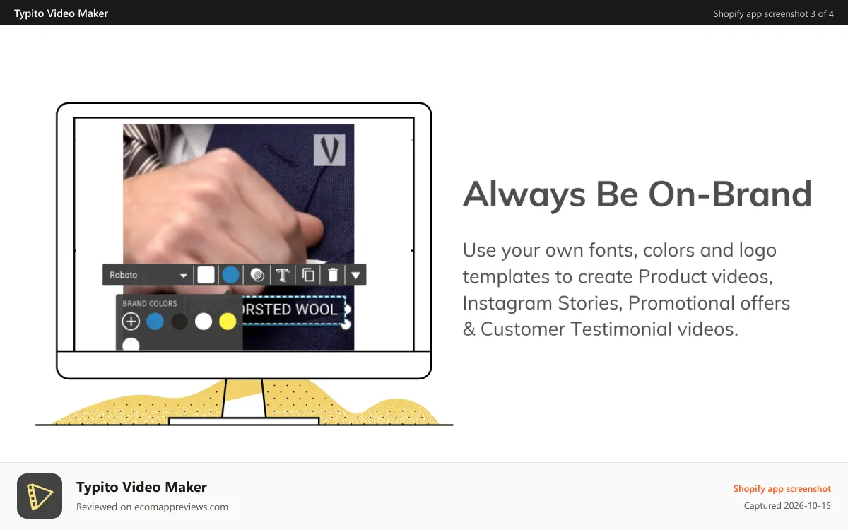 Typito Video Maker Shopify app screenshot: Always be on-brand