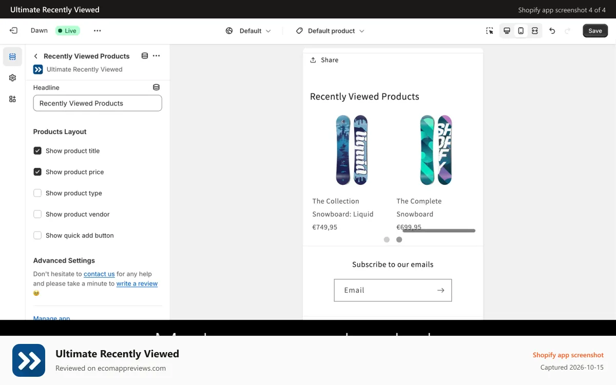 Ultimate Recently Viewed Shopify app screenshot: Modern responsive design