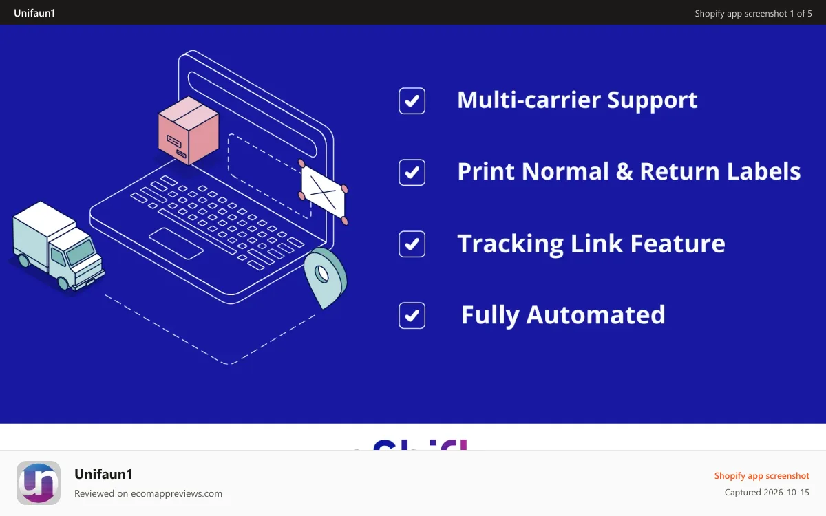 Unifaun1 Shopify app screenshot: Shopify nshift app