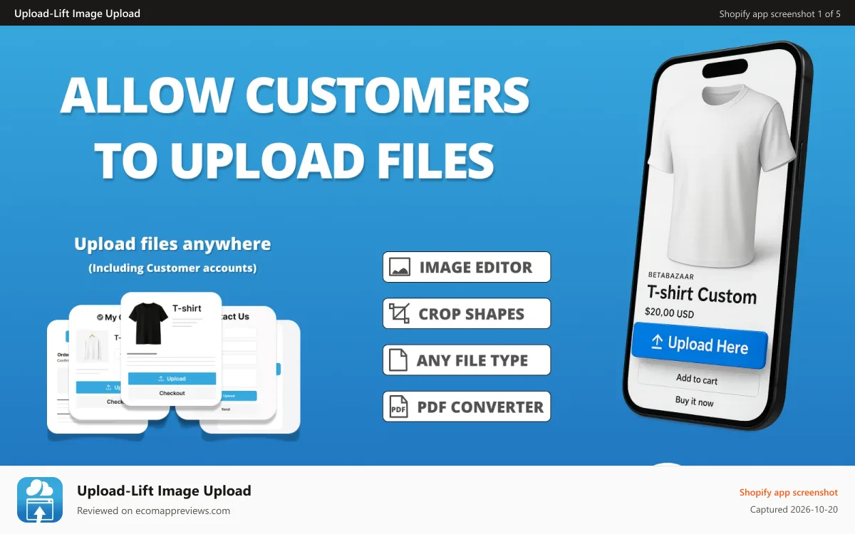 Upload‑Lift Image Upload Shopify app screenshot: Shopify image upload