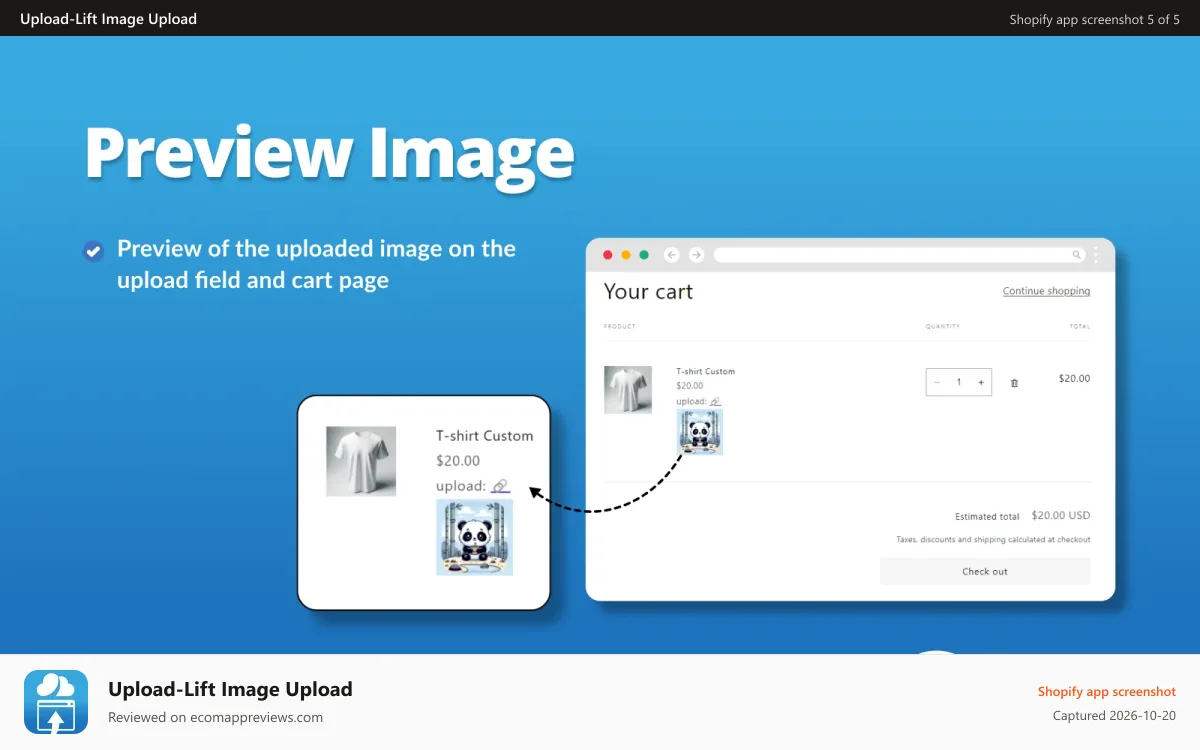 Upload‑Lift Image Upload Shopify app screenshot: Image preview