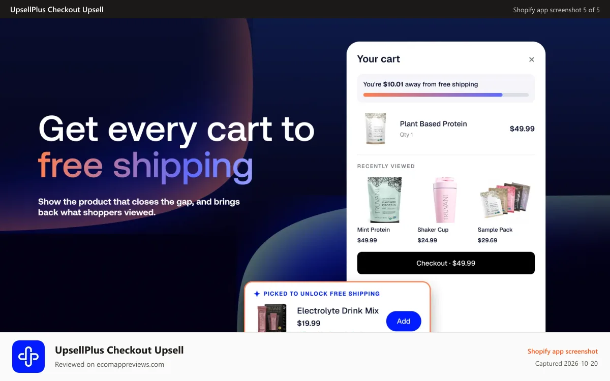 UpsellPlus Checkout Upsell Shopify app screenshot: Subscription upgrade from a one time purchase