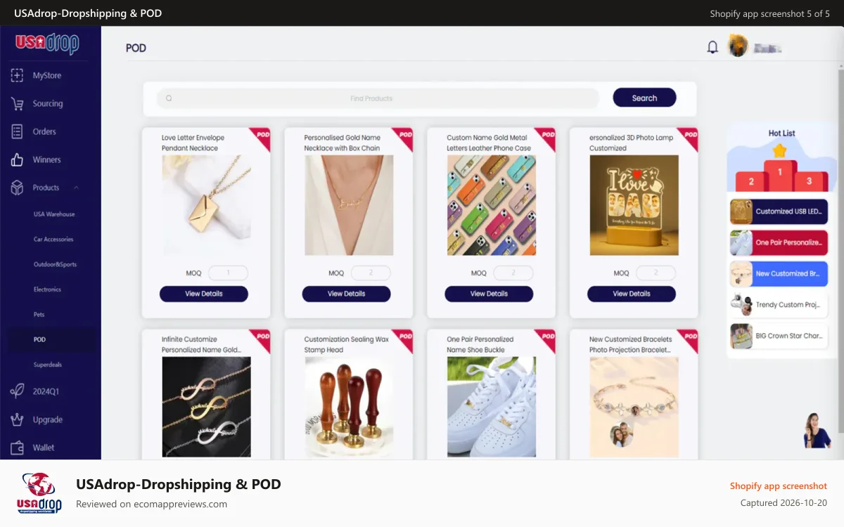 USAdrop‑Dropshipping & POD Shopify app screenshot: Build Your Brand with Private Label.