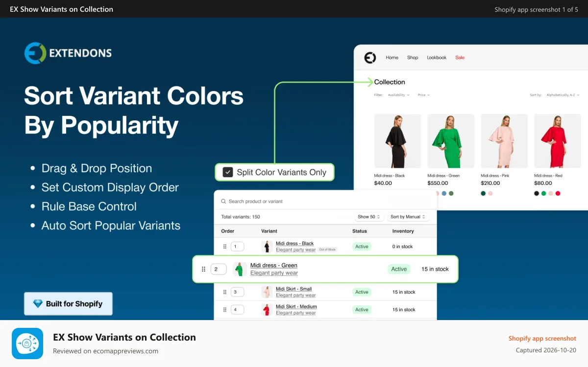 EX Show Variants on Collection Shopify app screenshot: EX Show Variants on Collection As a Separate Product App