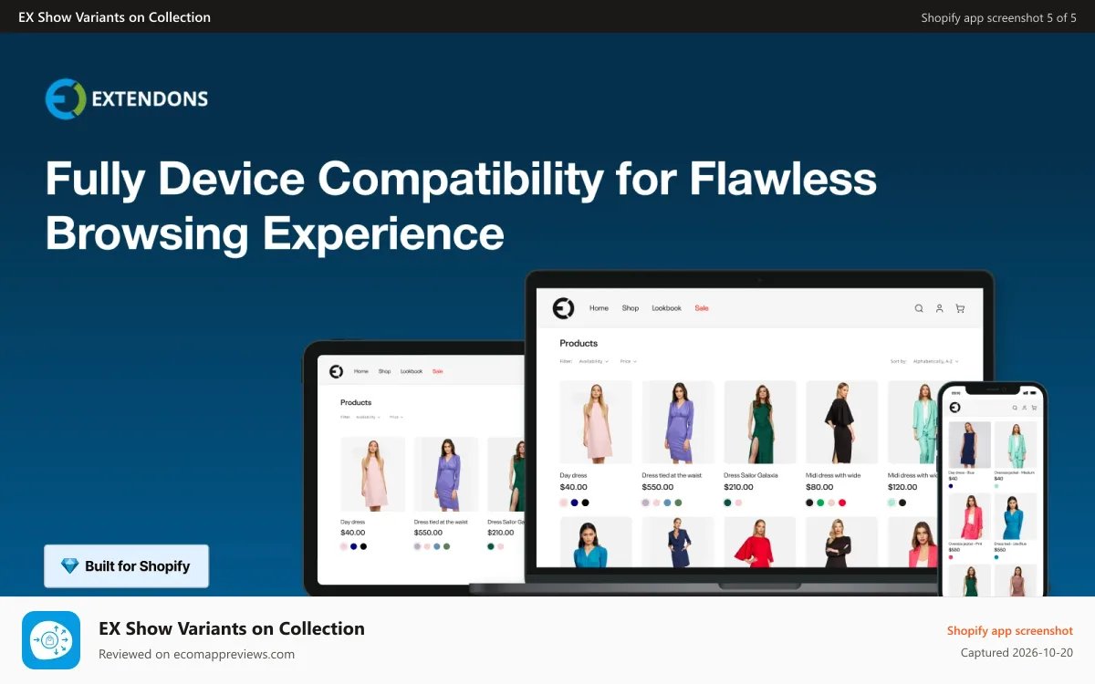 EX Show Variants on Collection Shopify app screenshot: display variants as a seprate product on collection page app