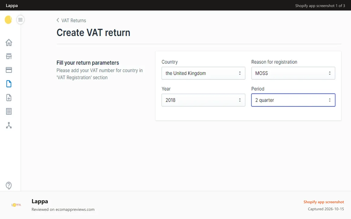 Lappa Shopify app screenshot: Lovat Fill the return
