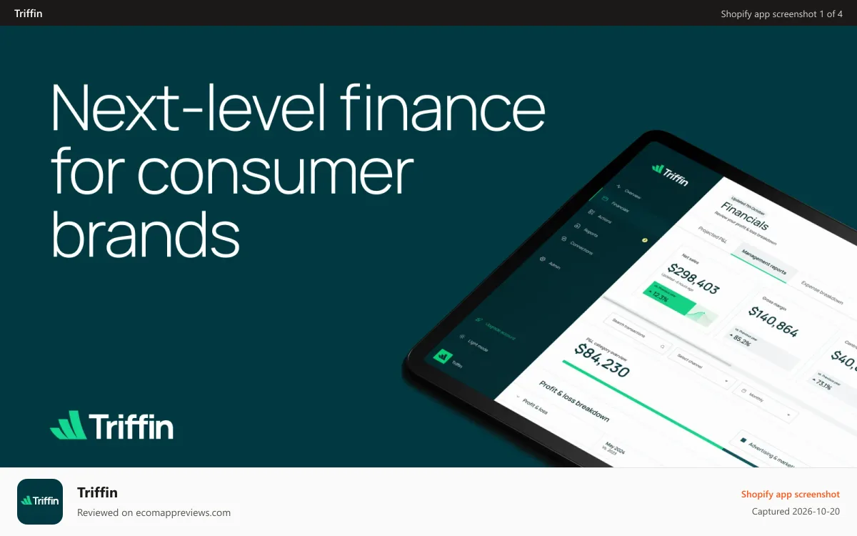 Triffin Shopify app screenshot: Triffin finance success story