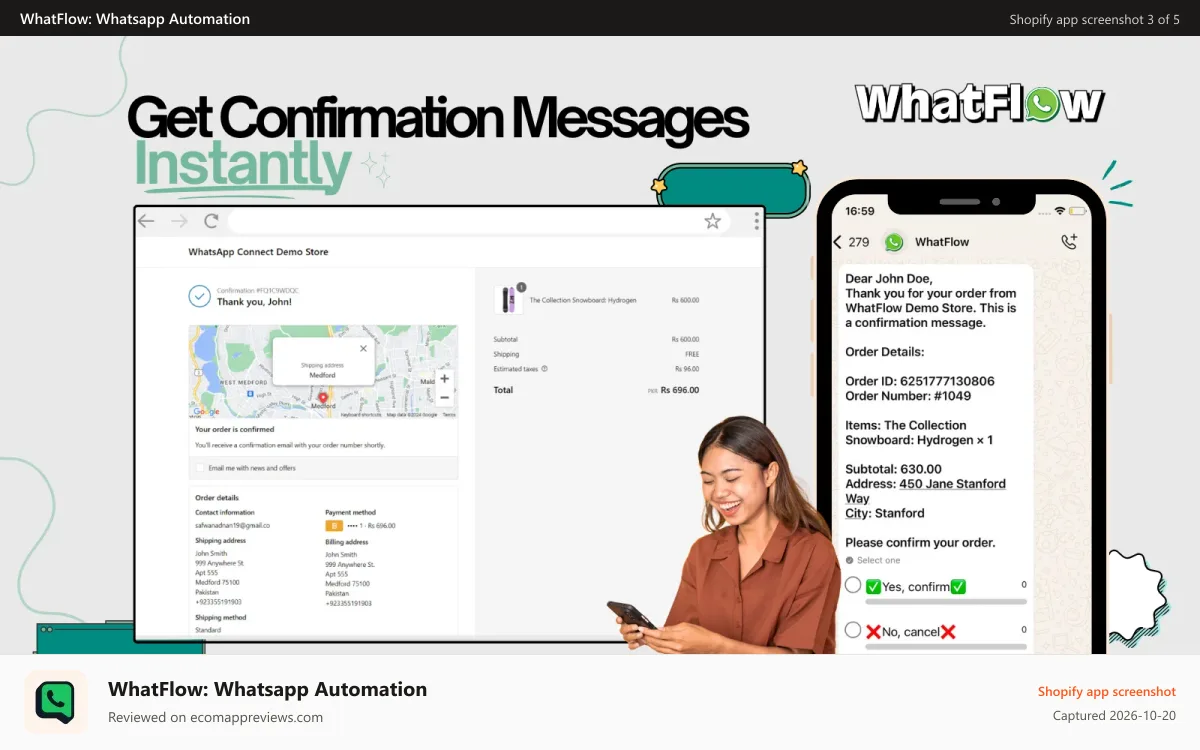 WhatFlow: Whatsapp Automation Shopify app screenshot: You are good to go now! Your app is ready to send messages