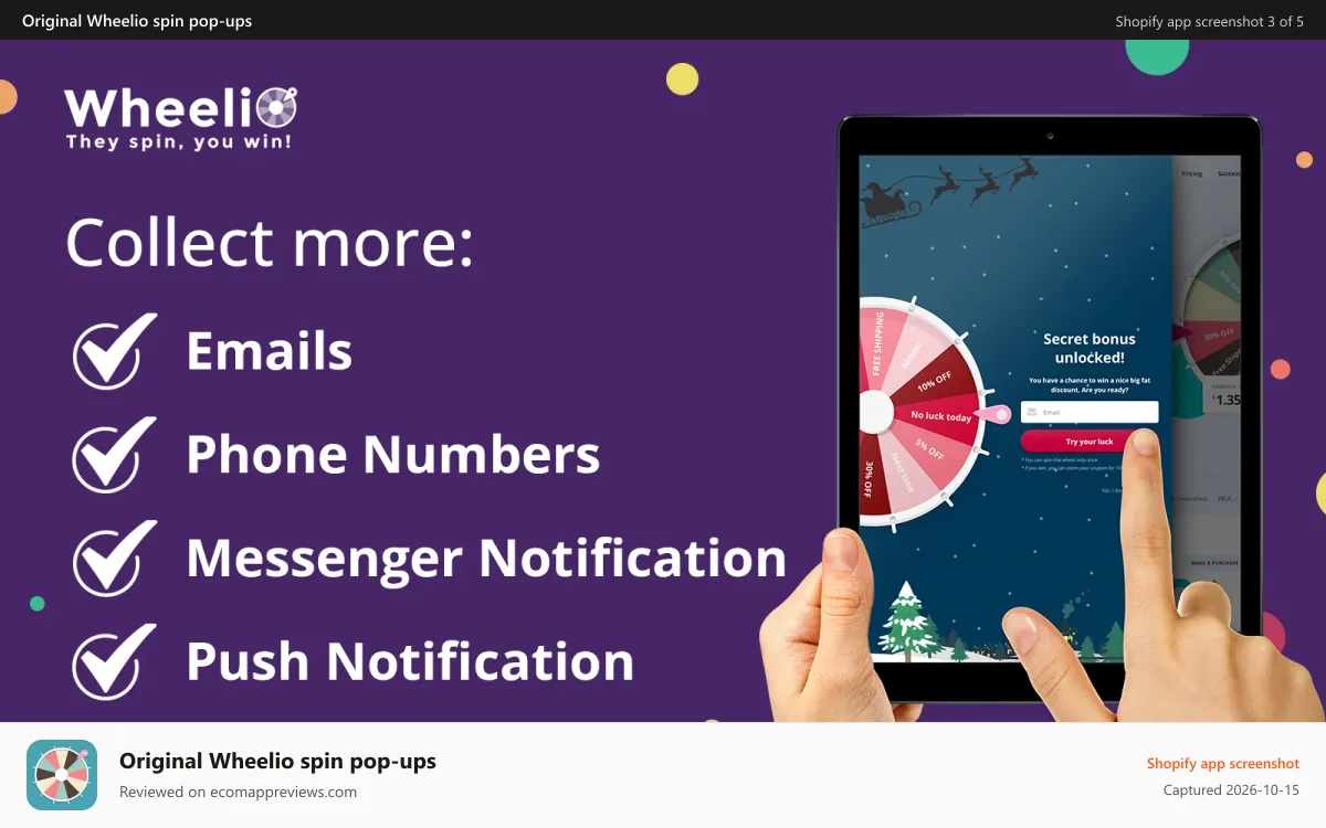 Original Wheelio spin pop‑ups Shopify app screenshot: wheelio_admin_feature