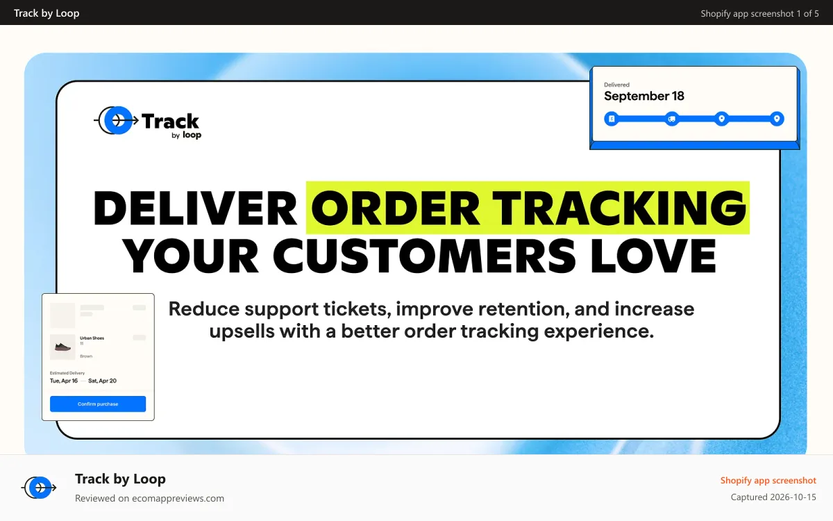 Track by Loop Shopify app screenshot: Delivery order tracking your customers love