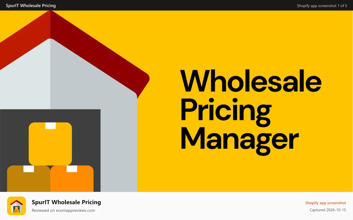 SpurIT Wholesale Pricing Shopify app screenshot: wholesale pricing manager shopify
