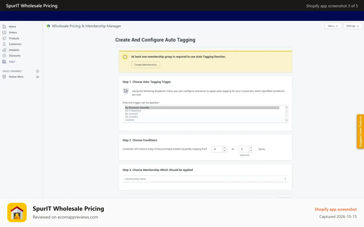 SpurIT Wholesale Pricing Shopify app screenshot: shopify membership app