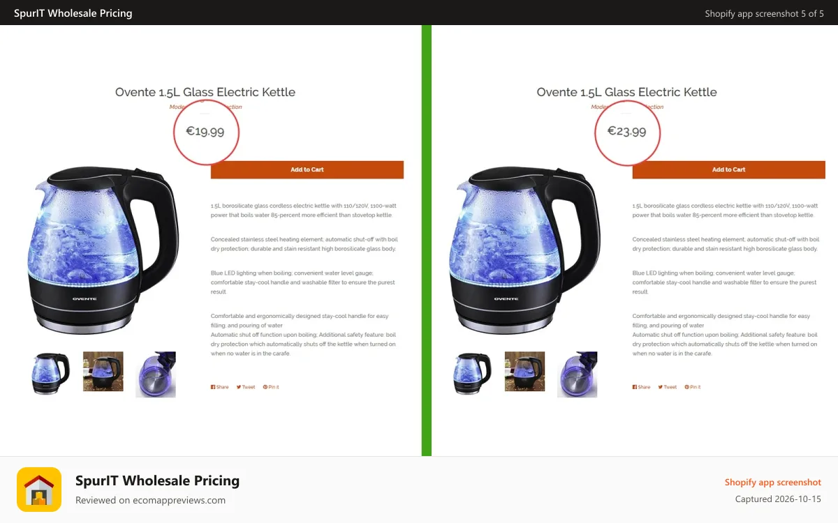 SpurIT Wholesale Pricing Shopify app screenshot: shopify multiple price levels