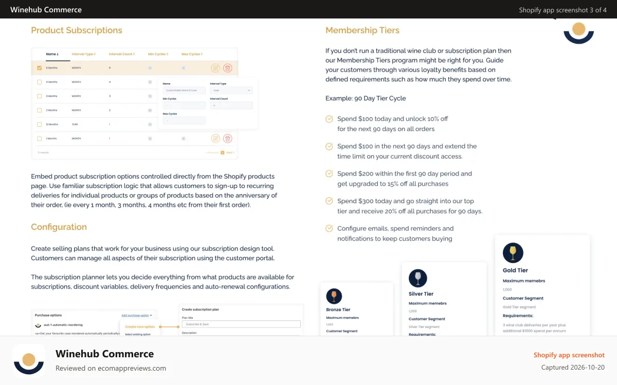 Winehub Commerce Shopify app screenshot: Membership & Loyalty