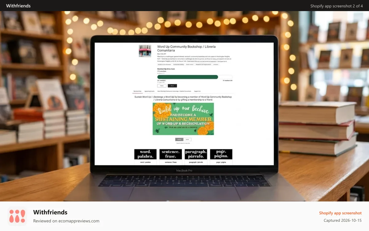 Withfriends Shopify app screenshot: Membership Drives