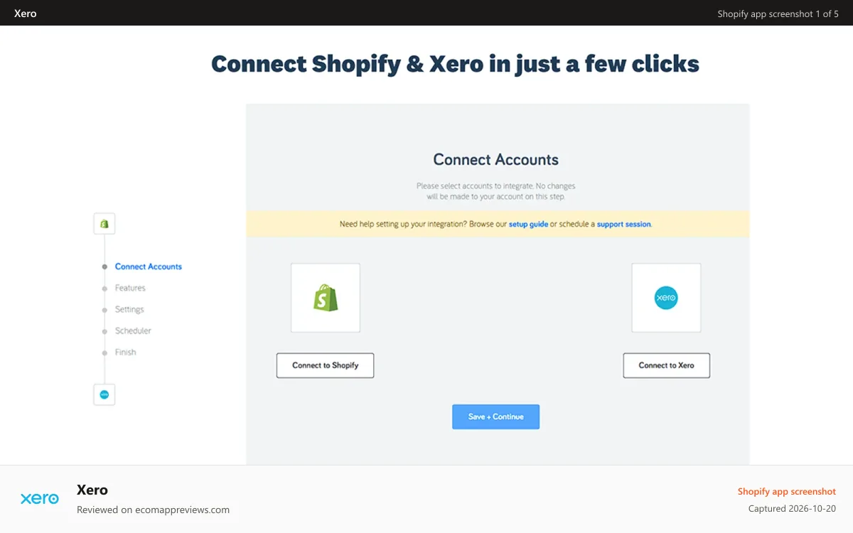 Xero Shopify app screenshot: xero