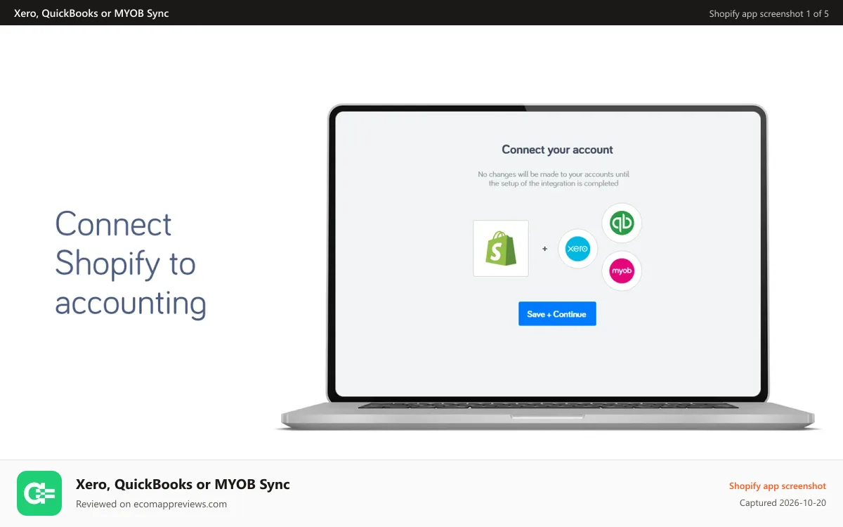 Xero, QuickBooks or MYOB Sync Shopify app screenshot: connect shopify to xero quickbooks or myob