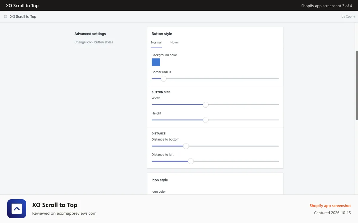 XO Scroll to Top Shopify app screenshot: Premium dashboard