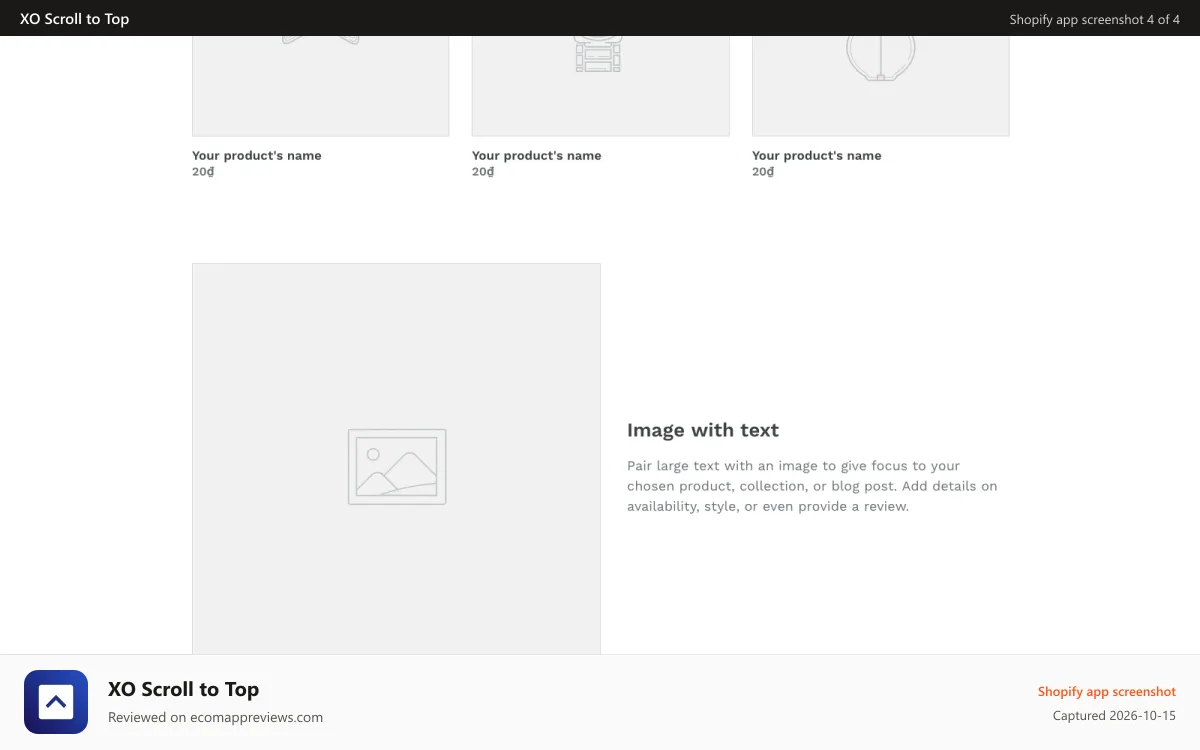 XO Scroll to Top Shopify app screenshot: Store frontend