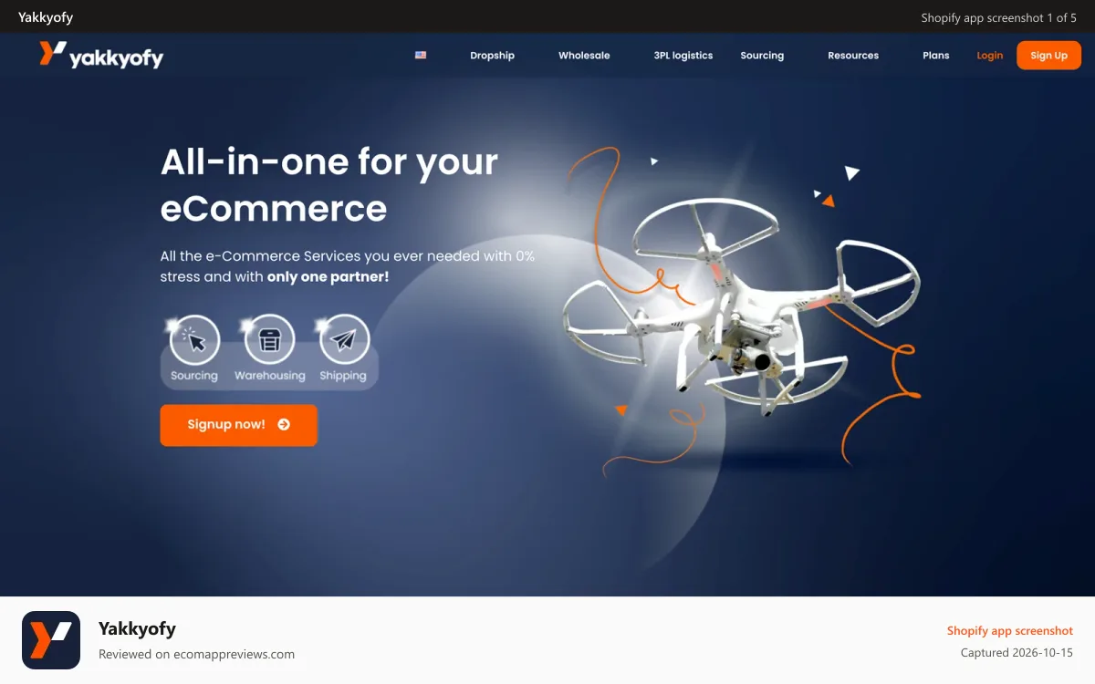 Yakkyofy Shopify app screenshot: Dropshipping app