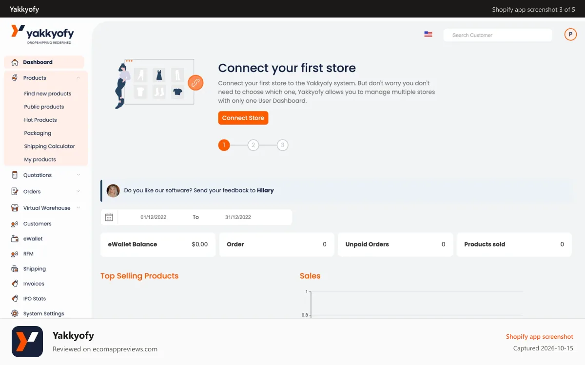 Yakkyofy Shopify app screenshot: Yakkyofy dashboard