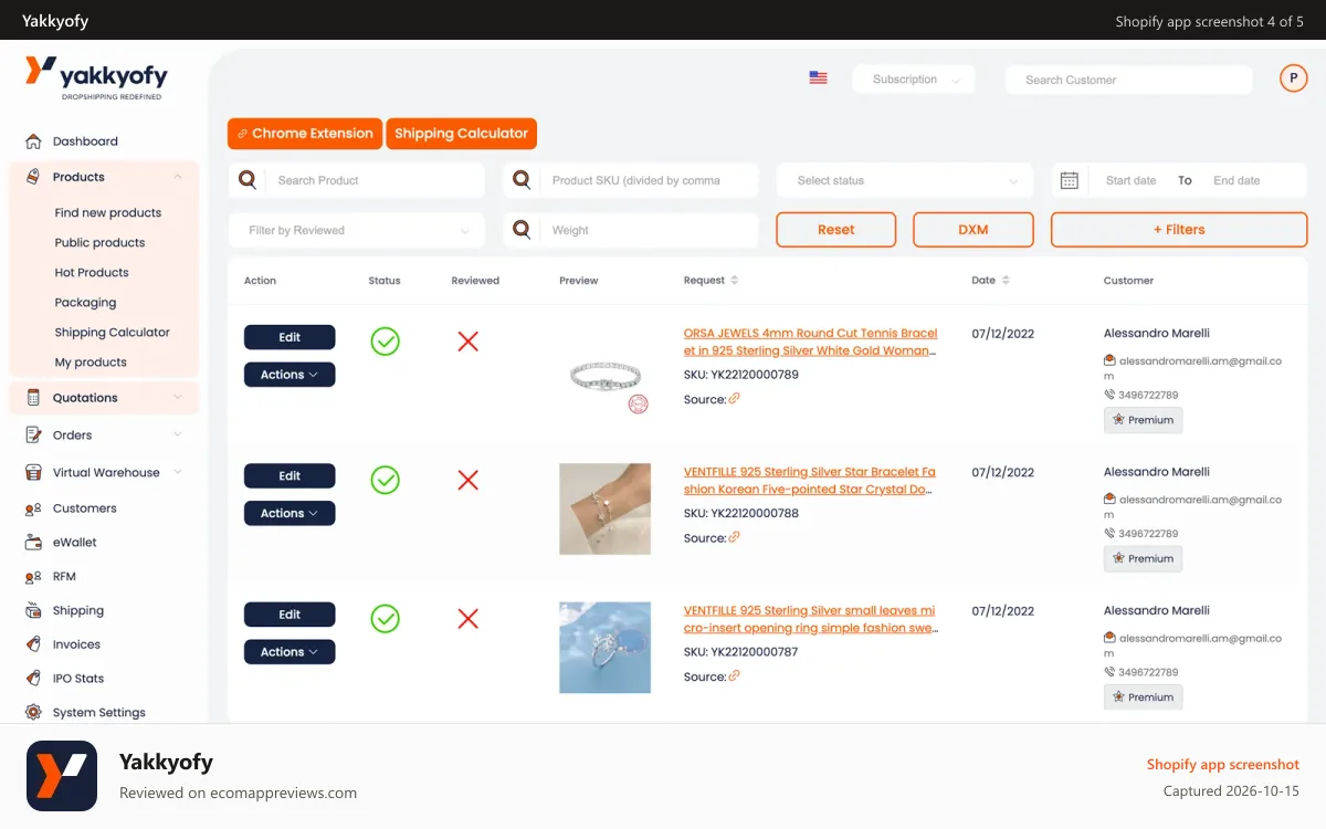 Yakkyofy Shopify app screenshot: Product search