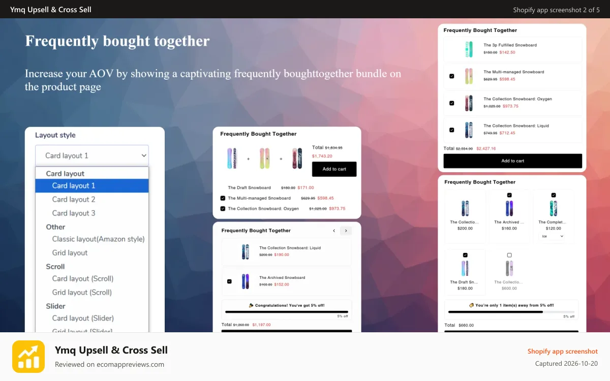 Ymq Upsell & Cross Sell Shopify app screenshot: Frequently bought together