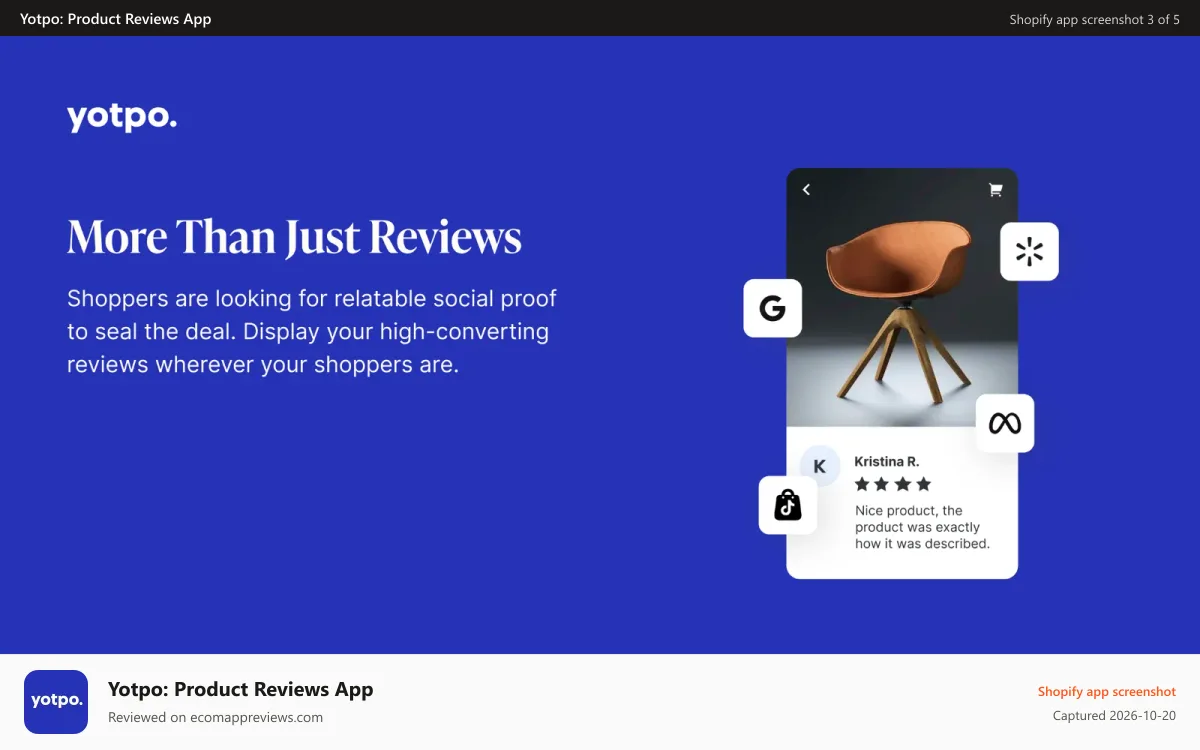Yotpo: Product Reviews App Shopify app screenshot: More Than Just Reviews