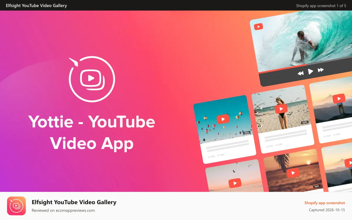 Elfsight YouTube Video Gallery Shopify app screenshot: Shopify YouTube Gallery by Elfsight