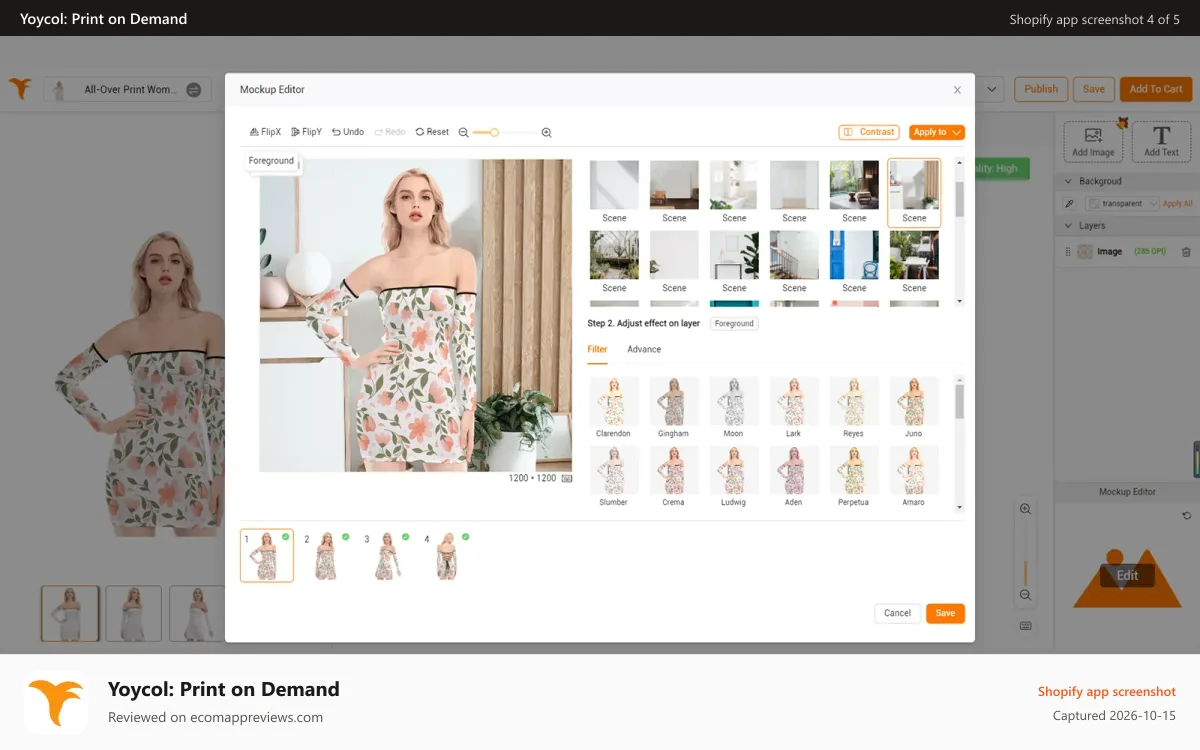 Yoycol: Print on Demand Shopify app screenshot: Make your own mockup
