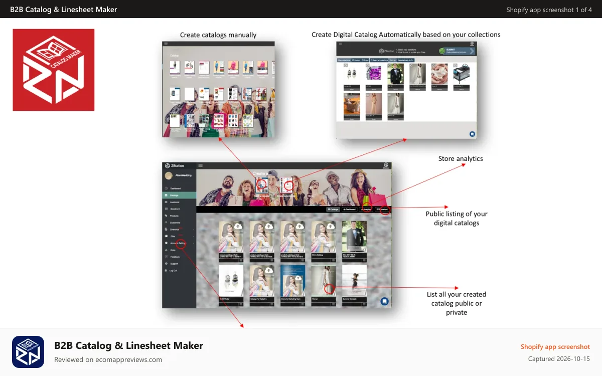 B2B Catalog & Linesheet Maker Shopify app screenshot: ZINation Studio 1