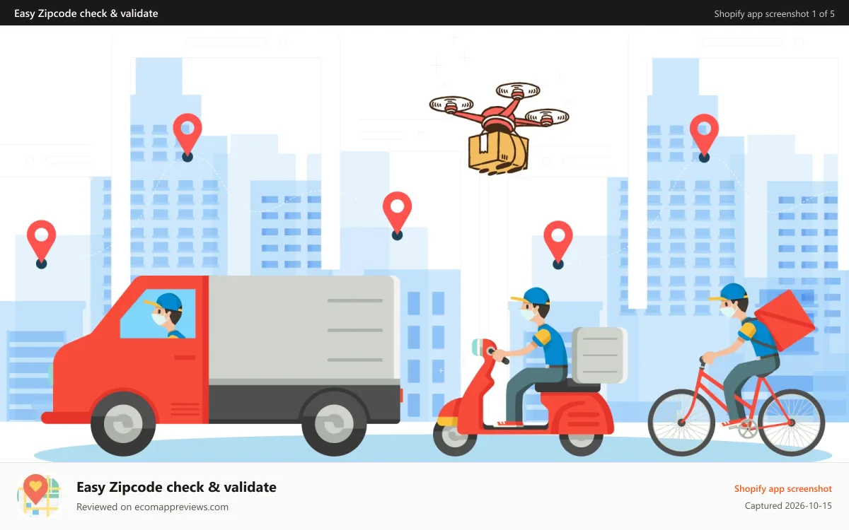 Easy Zipcode check & validate Shopify app screenshot: Zip code check