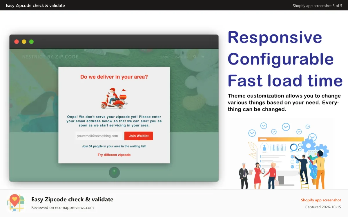 Easy Zipcode check & validate Shopify app screenshot: Variety of configuration options to choose from